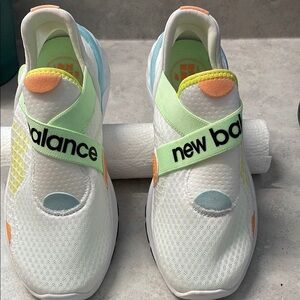 New Balance White and Orange Sneakers with Cushioned Sole